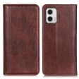 Genuine leather case with magnetic closure for Motorola Moto G73 - Brown Supply