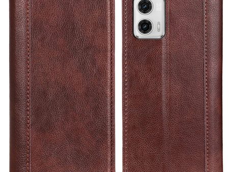 Genuine leather case with magnetic closure for Motorola Moto G73 - Brown Supply