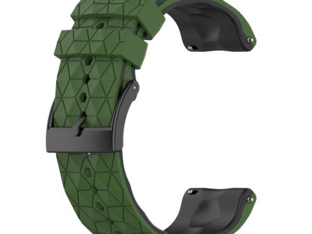 24mm football textured silicone watch strap for Sunnto watch - Army Green   Black on Sale