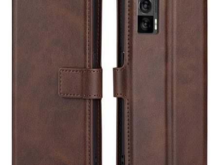 Wallet-style leather case for Motorola Edge 30 Neo - Brown For Sale