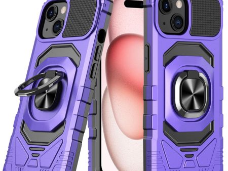 Durable hard plastic iPhone 15 Plus cover with soft inside and kickstand - Purple Supply