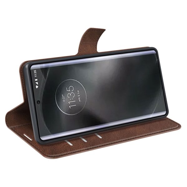 Wallet-style leather case for Motorola Edge 30 Neo - Brown For Sale