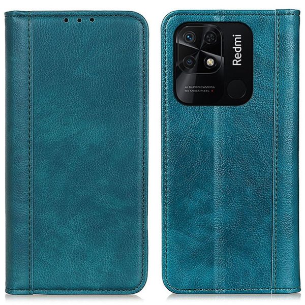 Genuine leather case with magnetic closure for Xiaomi Redmi 10C - Green Cheap