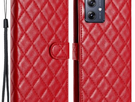 Functional rhombus wallet Motorola Moto G54 case - Red Cheap