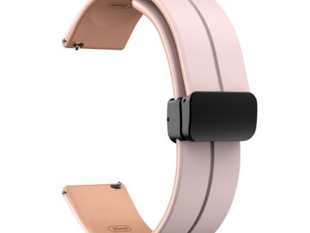 20mm Universal dual color silicone strap in black buckle - Pink   Rose Pink Sale