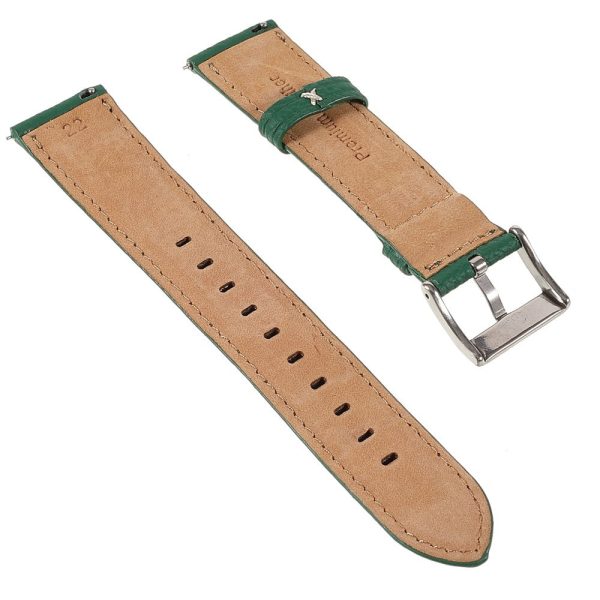 22m Universal litchi genuine leather watch strap - Army Green Cheap