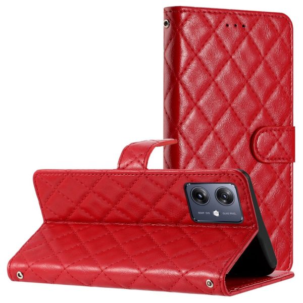 Functional rhombus wallet Motorola Moto G54 case - Red Cheap