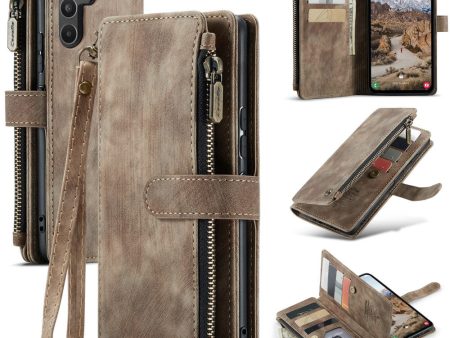 CaseMe zipper-wallet phone case for Samsung Galaxy A34 5G - Brown on Sale