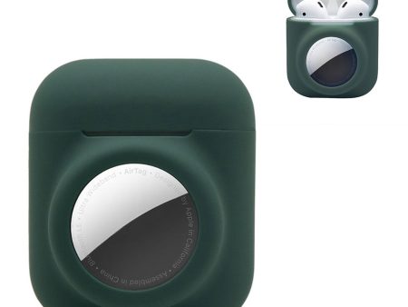 2-in-1 silicone case for AirPods   AirTag - Blackish Green For Sale