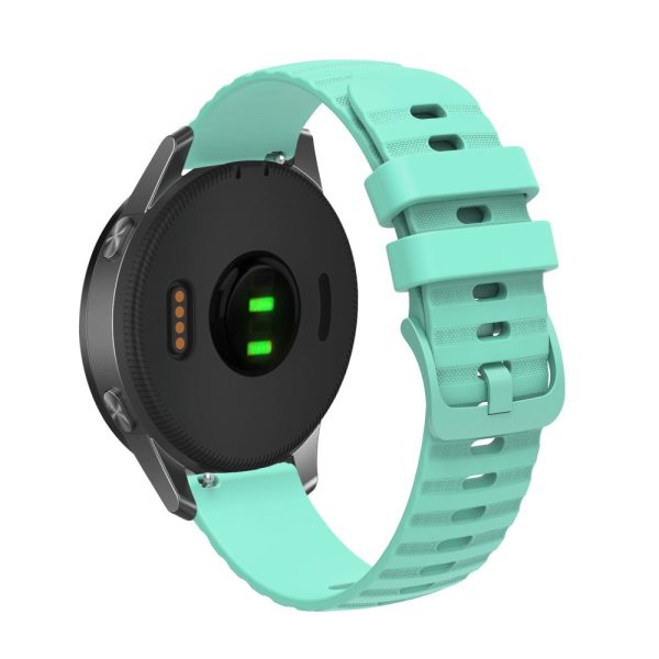 18mm wave grain style silicone watch strap for Garmin watch - Teal Green Fashion