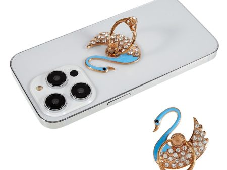 Swan rhinestone glitter style smartphone ring holder - Baby Blue Cheap