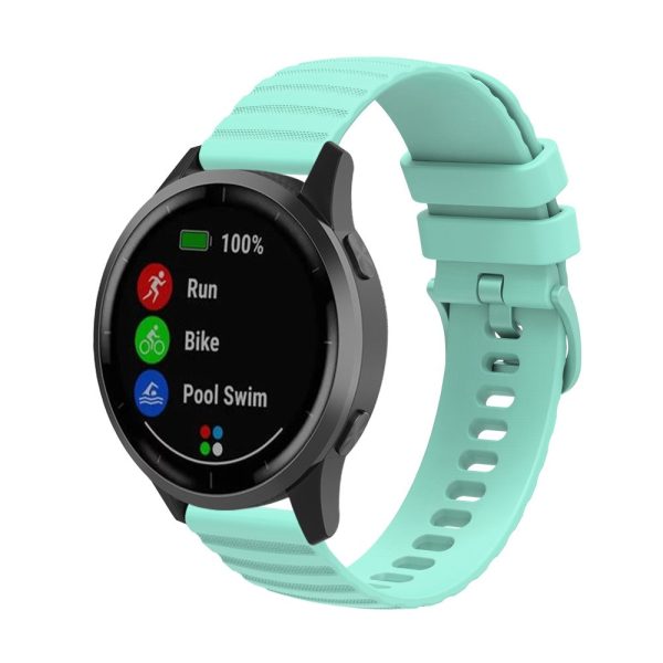 18mm wave grain style silicone watch strap for Garmin watch - Teal Green Fashion