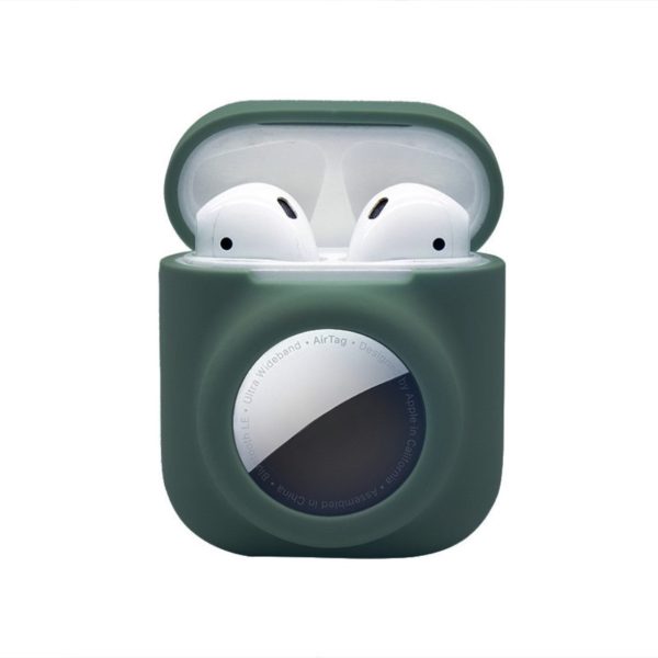 2-in-1 silicone case for AirPods   AirTag - Blackish Green For Sale