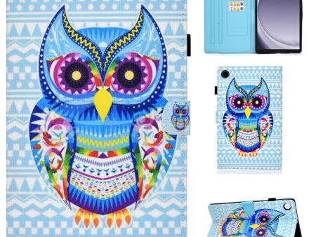 Samsung Galaxy Tab A9 Leather Case Card Holder Tablet Cover - Colorful Owl Hot on Sale