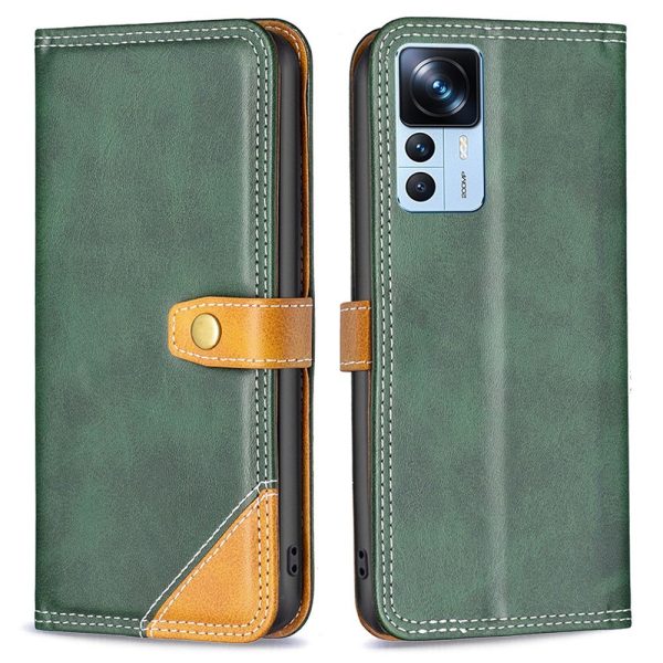 BINFEN two-color leather case for Xiaomi 12T   12T   K50 Ultra - Green Online