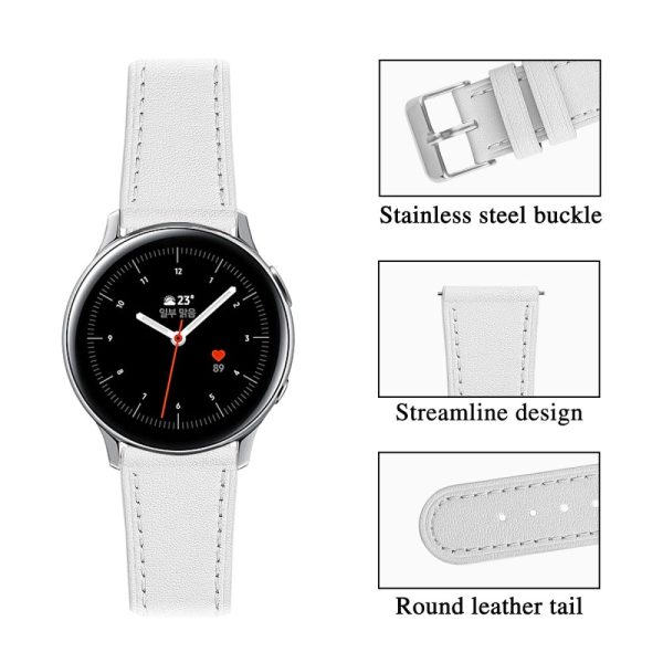 20mm Universal cowhide genuine leather watch strap - White Online