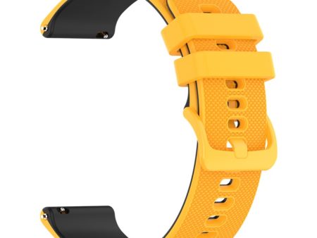 20mm dual color grid texture silicone watch strap for Garmin watch - Yellow   Black Fashion