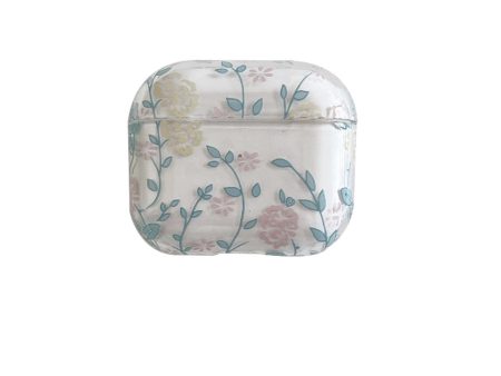 AirPods 3 transparent gardenia flowers pattern case - Blue Leaves   Flowers Sale