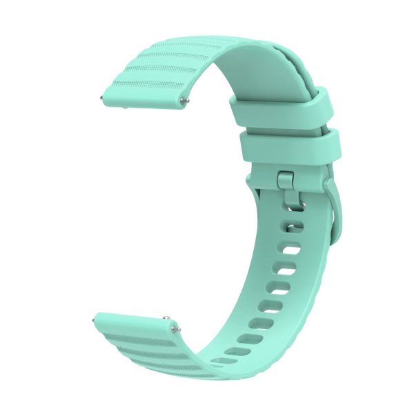 18mm wave grain style silicone watch strap for Garmin watch - Teal Green Fashion