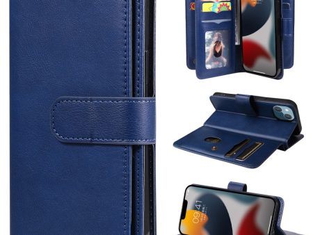 10-slot wallet case for iPhone 15 - Blue For Discount