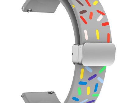 20mm Universal colorful pattern style silicone strap with silver buckle - Grey Rainbow Hot on Sale