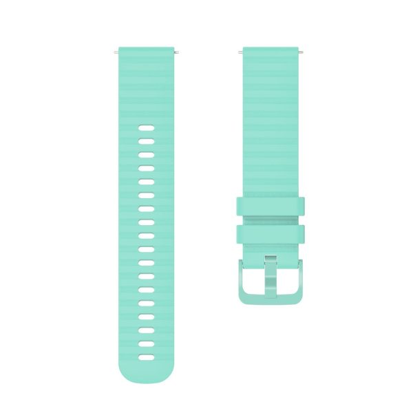 18mm wave grain style silicone watch strap for Garmin watch - Teal Green Fashion