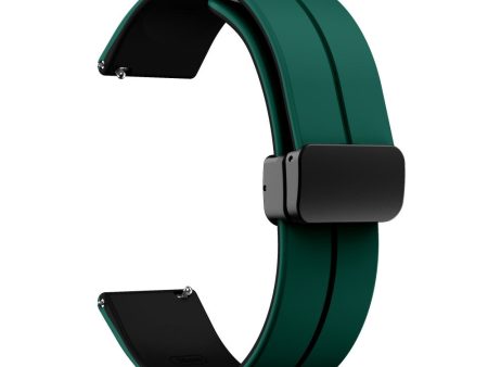 20mm Universal dual color silicone strap in black buckle - Blackish Green   Black Sale