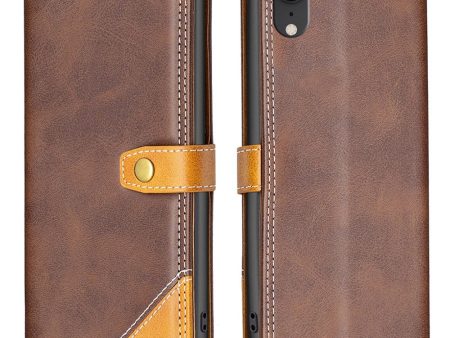 BINFEN two-color leather case for iPhone Xr - Coffee Online Hot Sale