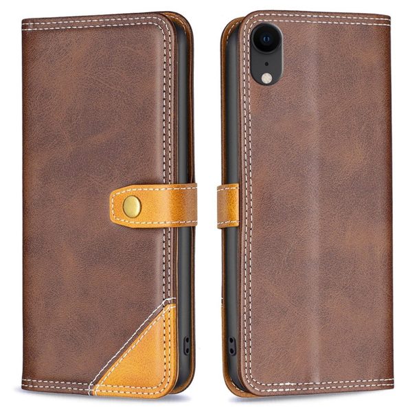 BINFEN two-color leather case for iPhone Xr - Coffee Online Hot Sale