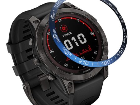 Garmin Fenix 7X stainless steel bezel ring - Blue Ring White Letters Online now