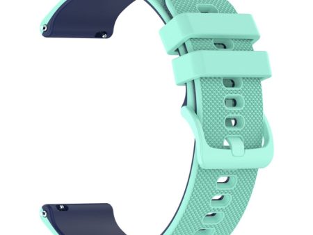 20mm dual color grid texture silicone watch strap for Garmin watch - Teal   Blue Discount