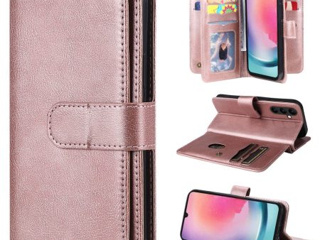 10-slot wallet case for Samsung Galaxy A25 5G   A24 4G  - Rose Gold Fashion