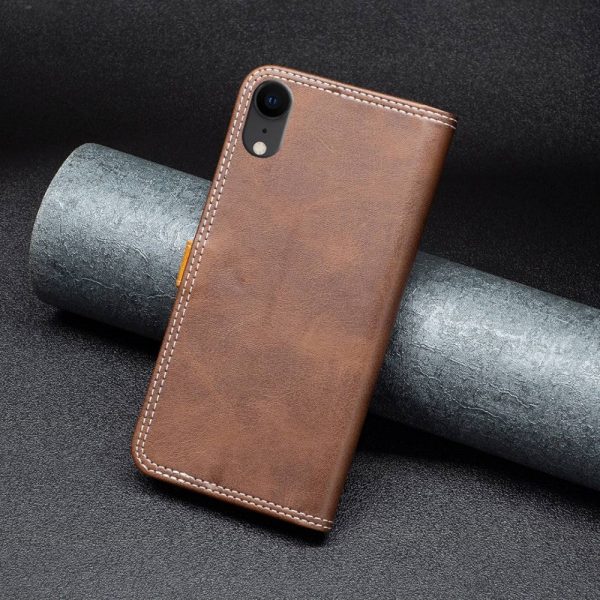 BINFEN two-color leather case for iPhone Xr - Coffee Online Hot Sale