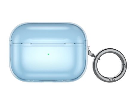 AirPods Pro 2 pure color case with buckle - Transparent Blue Sale