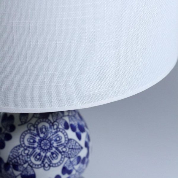 Chloe Oriental Ceramic Table Lamp - Blue and White, Linen Shade, 640mm High, PL0064 Online Sale