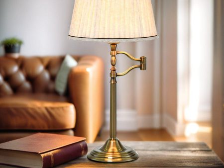 Aaliyah Adjustable Brass Table Lamp - Cream Shade, 560mm High, PL0077 Supply