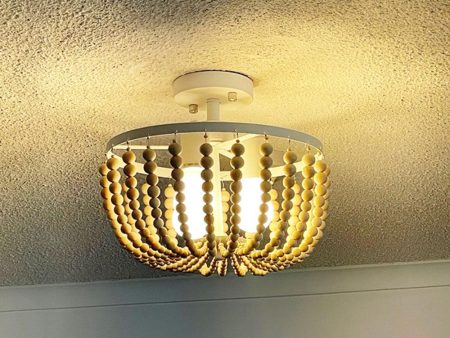 Cascara Close to Ceiling Light 3Lt in Natural Wooden Beaded Sale