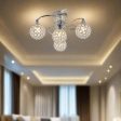 Bella Elegant LED Metal and Crystal Ceiling Light - Chrome, 4 Lights, Dimmable, 310 Lumens PL0069 on Sale