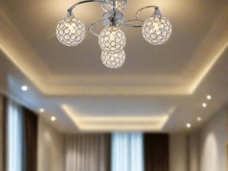 Bella Elegant LED Metal and Crystal Ceiling Light - Chrome, 4 Lights, Dimmable, 310 Lumens PL0069 on Sale