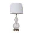 Sophia Vintage Charm Metal+Glass Table Lamp - Chrome Grey, Antique Brass White, Linen Shade Lamp, 580mm High, PL0055 Fashion