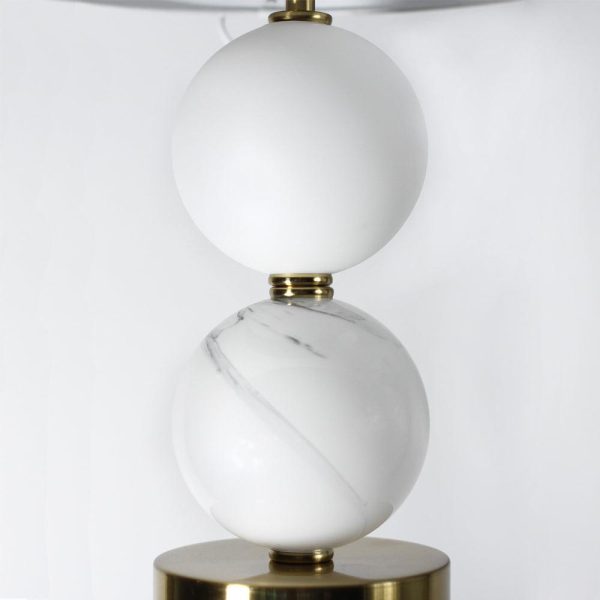 Luna Orb, Glass Table Lamp - Brass or Pewter Fabric Shade, 480mm High, PL0070 Online now