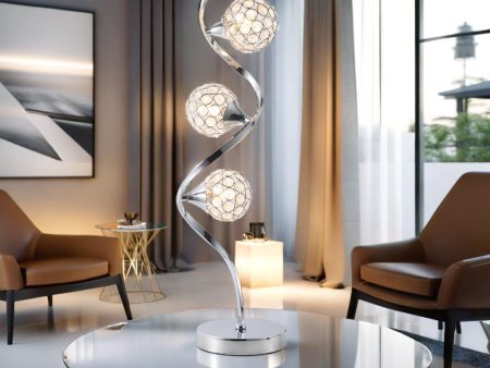 Hazel Chrome & Crystal Table Lamp - 600mm High, PL0074 on Sale