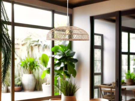 Isabella Natural Rattan Pendant Light - Cream Iron and Natural Rattan, PL0073 Online Hot Sale