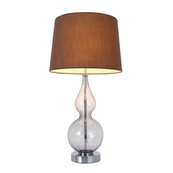 Sophia Vintage Charm Metal+Glass Table Lamp - Chrome Grey, Antique Brass White, Linen Shade Lamp, 580mm High, PL0055 Fashion