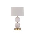 Luna Orb, Glass Table Lamp - Brass or Pewter Fabric Shade, 480mm High, PL0070 Online now