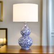 Chloe Oriental Ceramic Table Lamp - Blue and White, Linen Shade, 640mm High, PL0064 Online Sale