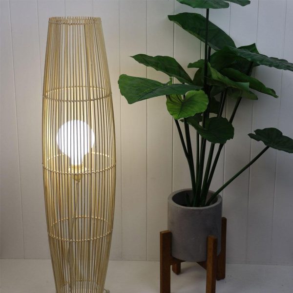 Matram Rattan Cane Floor Lamp in Natural Online Hot Sale